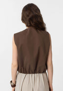 Marsela Sleeveless Zipper Cotton Nylon Vest