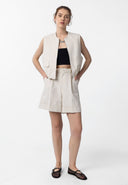 Marsela Sleeveless Zipper Cotton Nylon Vest