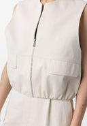 Marsela Sleeveless Zipper Cotton Nylon Vest