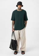 Roy Oversize Crew Neck Knitted Short Sleeve Sweatshirt