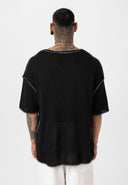 Sander Oversize Crew Neck Overlock Stitched Knitted T-Shirt