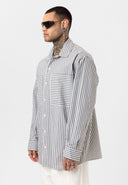 Guido Relaxed Fit Lapel Collar Striped Shirt with Breast Pocket