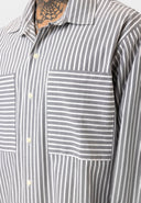 Guido Relaxed Fit Lapel Collar Striped Shirt with Breast Pocket