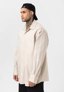 Guido Relaxed Fit Lapel Collar Striped Shirt with Breast Pocket
