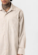 Guido Relaxed Fit Lapel Collar Striped Shirt with Breast Pocket