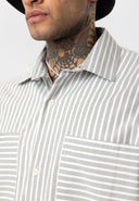 Guido Relaxed Fit Lapel Collar Striped Shirt with Breast Pocket