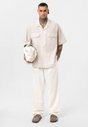 Rik Oversize Lapel Collar Striped Shirt with Breast Pocket