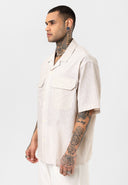Rik Oversize Lapel Collar Striped Shirt with Breast Pocket