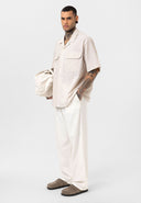 Rik Oversize Lapel Collar Striped Shirt with Breast Pocket
