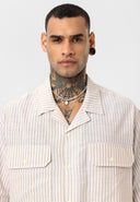 Rik Oversize Lapel Collar Striped Shirt with Breast Pocket