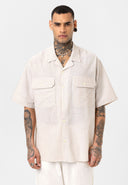 Rik Oversize Lapel Collar Striped Shirt with Breast Pocket