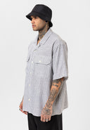 Rik Oversize Lapel Collar Striped Shirt with Breast Pocket