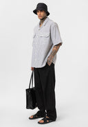 Rik Oversize Lapel Collar Striped Shirt with Breast Pocket