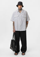 Rik Oversize Lapel Collar Striped Shirt with Breast Pocket