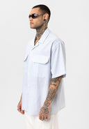 Rik Oversize Lapel Collar Striped Shirt with Breast Pocket