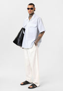 Rik Oversize Lapel Collar Striped Shirt with Breast Pocket