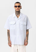 Rik Oversize Lapel Collar Striped Shirt with Breast Pocket