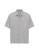 Job Relaxed Fit Lapel Collar Striped Shirt