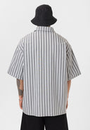 Job Relaxed Fit Lapel Collar Striped Shirt