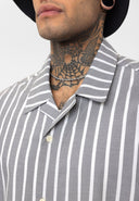 Job Relaxed Fit Lapel Collar Striped Shirt