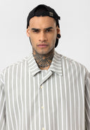 Job Relaxed Fit Lapel Collar Striped Shirt