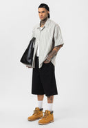 Job Relaxed Fit Lapel Collar Striped Shirt