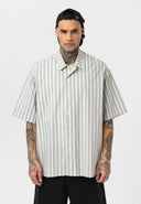 Job Relaxed Fit Lapel Collar Striped Shirt