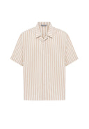 Job Relaxed Fit Lapel Collar Striped Shirt