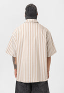 Job Relaxed Fit Lapel Collar Striped Shirt