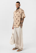 Jaap Oversize Print Detailed Lapel Collar Short Sleeve Shirt