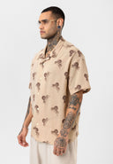 Jaap Oversize Print Detailed Lapel Collar Short Sleeve Shirt