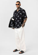 Jaap Oversize Print Detailed Lapel Collar Short Sleeve Shirt