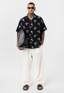 Jaap Oversize Print Detailed Lapel Collar Short Sleeve Shirt