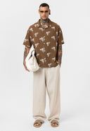 Jaap Oversize Print Detailed Lapel Collar Short Sleeve Shirt