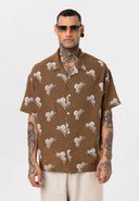 Jaap Oversize Print Detailed Lapel Collar Short Sleeve Shirt