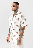Jaap Oversize Print Detailed Lapel Collar Short Sleeve Shirt