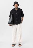 Leon Oversize Lapel Collar Short Sleeve Shirt