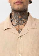 Luc Oversize Lapel Collar Breast Pocket Short Sleeve Shirt