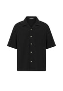 Luc Oversize Lapel Collar Breast Pocket Short Sleeve Shirt