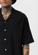 Luc Oversize Lapel Collar Breast Pocket Short Sleeve Shirt