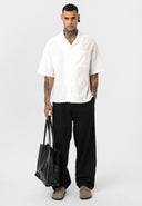 Luc Oversize Lapel Collar Breast Pocket Short Sleeve Shirt