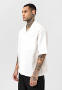 Luc Oversize Lapel Collar Breast Pocket Short Sleeve Shirt