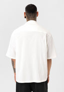 Luc Oversize Lapel Collar Breast Pocket Short Sleeve Shirt