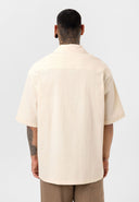 Luc Oversize Lapel Collar Breast Pocket Short Sleeve Shirt