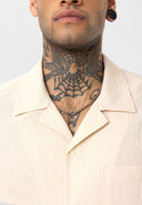 Luc Oversize Lapel Collar Breast Pocket Short Sleeve Shirt