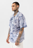 Wessel Oversize Lapel Collar All-over Print Short Sleeve Shirt