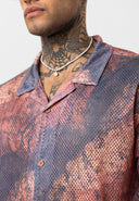 Wessel Oversize Lapel Collar All-over Print Short Sleeve Shirt