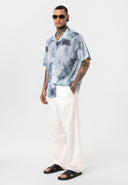 Wessel Oversize Lapel Collar All-over Print Short Sleeve Shirt