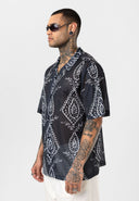 Roel Oversize Lapel Collar All-over Print Short Sleeve Shirt