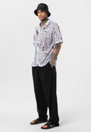 Roel Oversize Lapel Collar All-over Print Short Sleeve Shirt